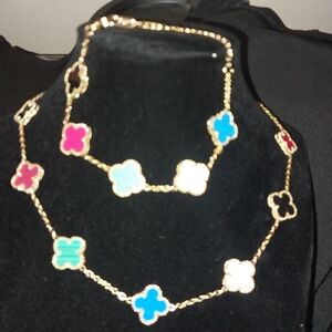 Luxury Design 10 Clover Necklace Gold Tone Multi Color